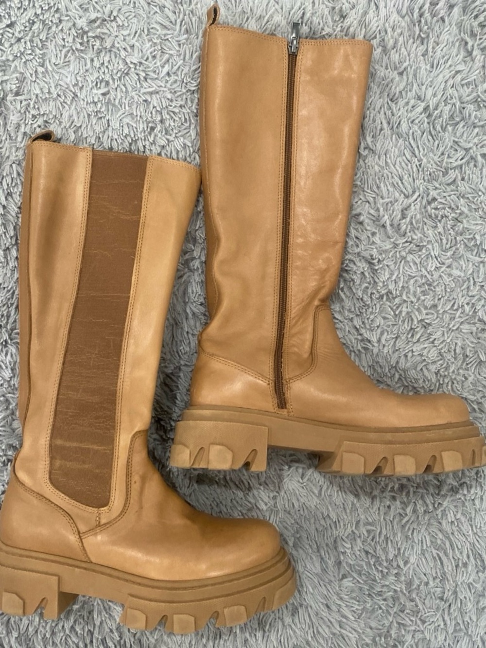 Steve Madden Chunky Platform Knee-High Boots in Tan